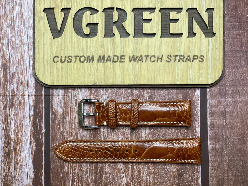 Ostrich Leg Leather Watch Strap - Rooibos Tea