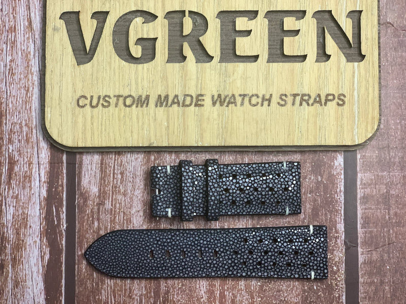 Stingray Leather Watch Strap - Black for u-boat 8805