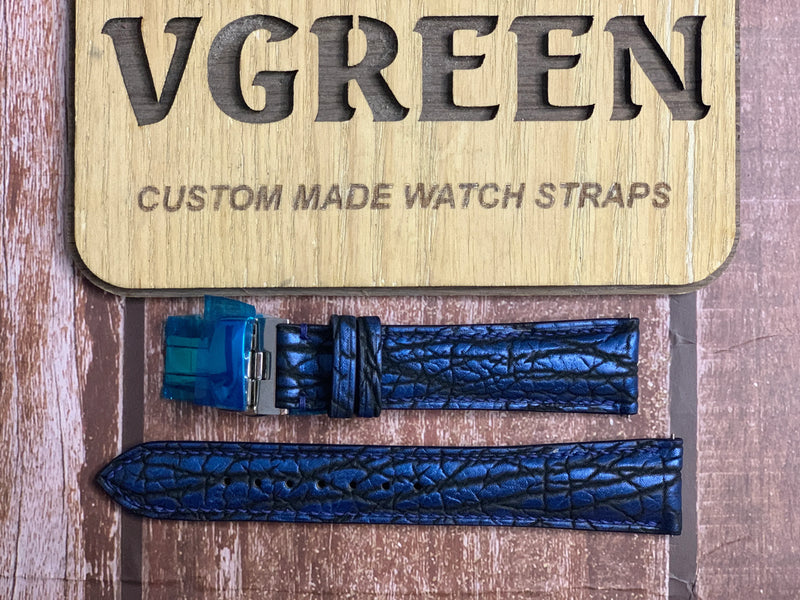 Shark Skin Watch Strap - Blue For Mont Blanc Star Legacy 42mm