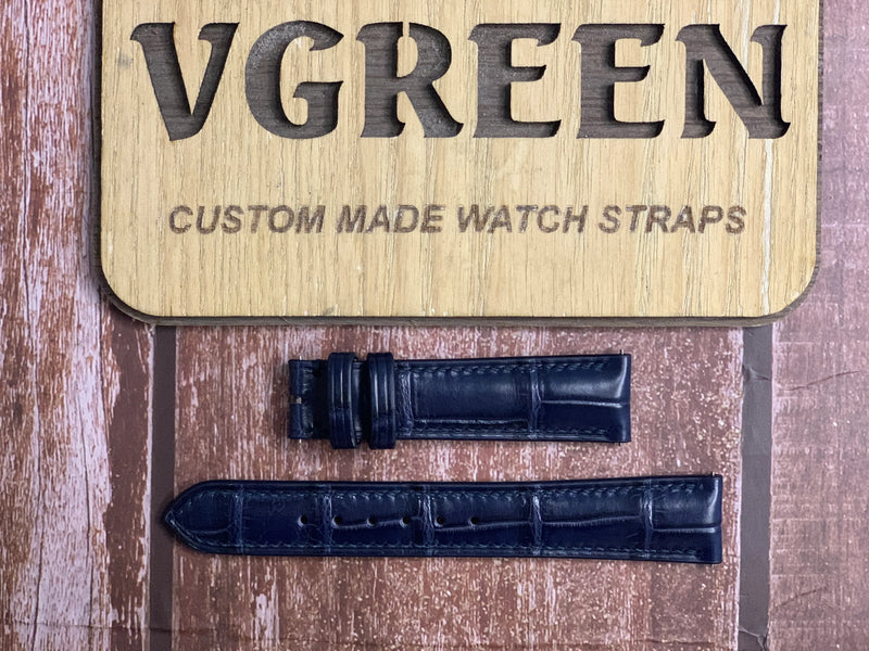 Crocodile Leather Watch Strap - Dark Blue for Chopard Classic 36 mm