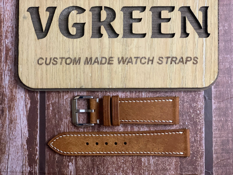 Maya Leather Watch Strap - Whisky For Seiko 6N53