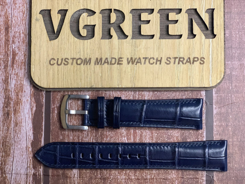 Crocodile Leather Watch Strap - Dark Blue