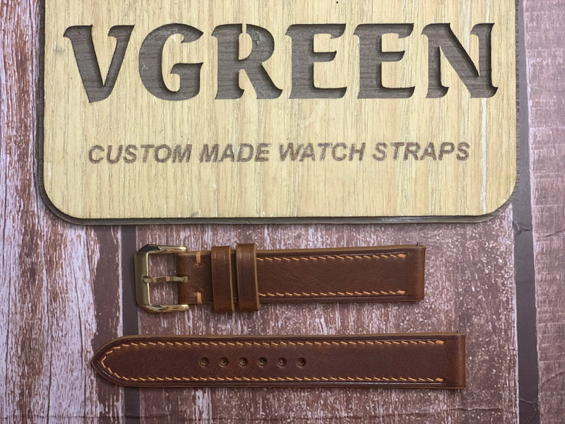 Badalassi Wax Leather Watch Strap - Cognac