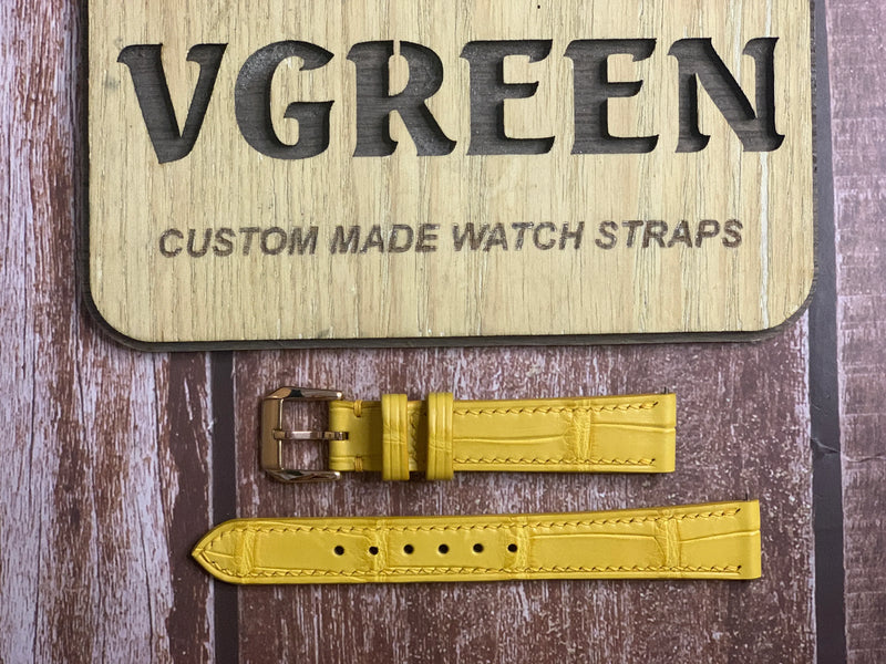 Crocodile Leather Watch Strap - Yellow