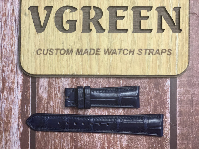 Crocodile Leather Watch Strap - Dark Blue for JLC