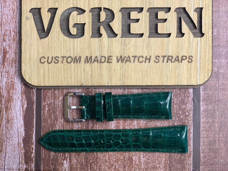 Crocodile Leather Watch Strap - Green for Paul Picot GMT chrono 42mm