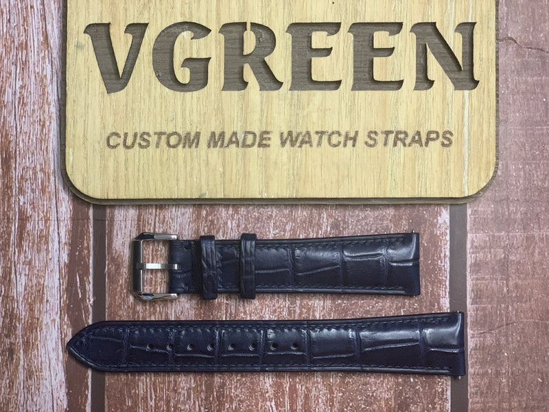 Crocodile Leather Watch Strap - Dark Blue for Longines Master Collection 150 Anniversary
