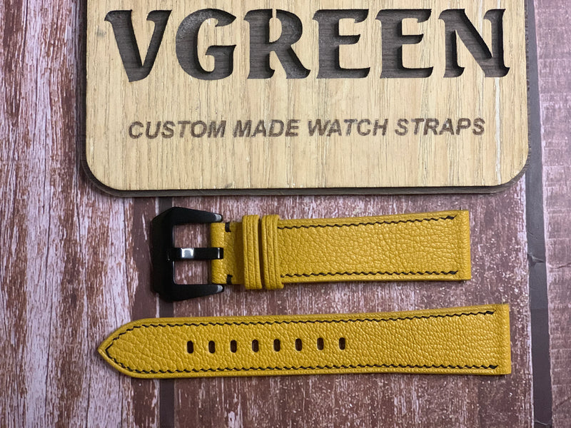 Alran Goat Leather Watch Strap - Yellow For Citizen watch