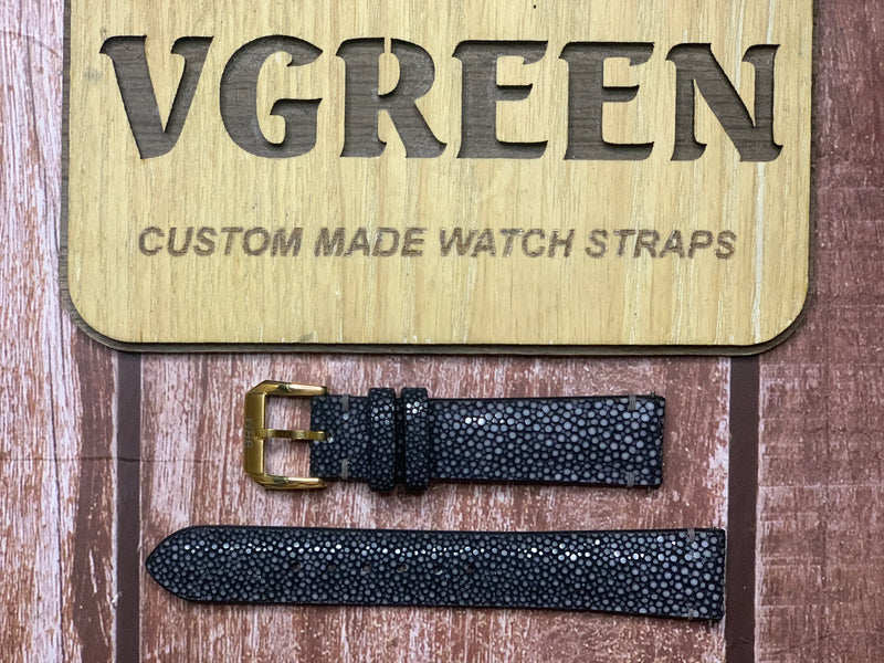 Stingray Leather Watch Strap - Black  For Garmin Venu 3 S