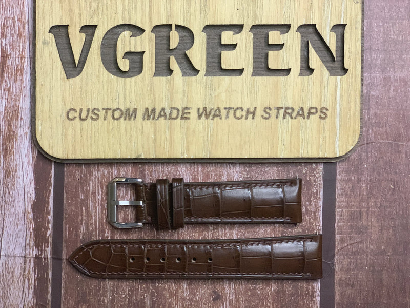 Crocodile Leather Watch Strap - Brown for  Ball Trainmaster NM2080D-S1J-BE