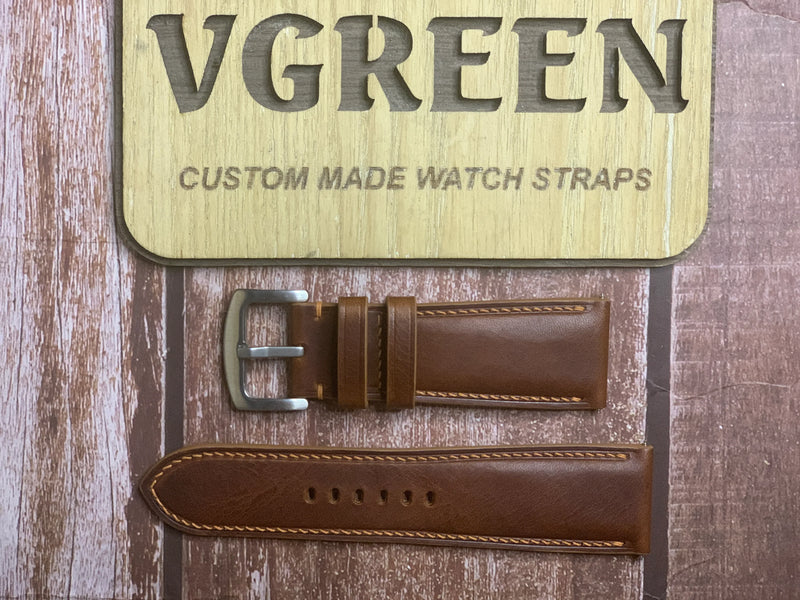 28mm Watch Strap - Cognac Badalassi Wax Leather