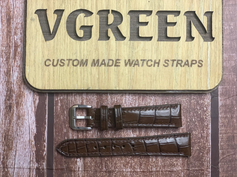 Crocodile Leather Watch Strap - Brown