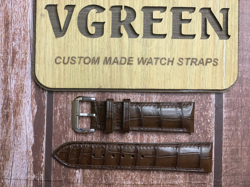 Crocodile Leather Watch Strap - Brown