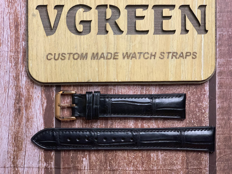 Crocodile Leather Watch Strap - Black For IWC Portofino