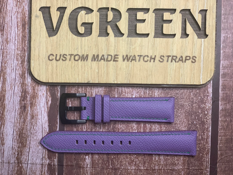 Epsom Leather Watch Strap - Purple For Seiko speedtimer SSC909 solar chronograph
