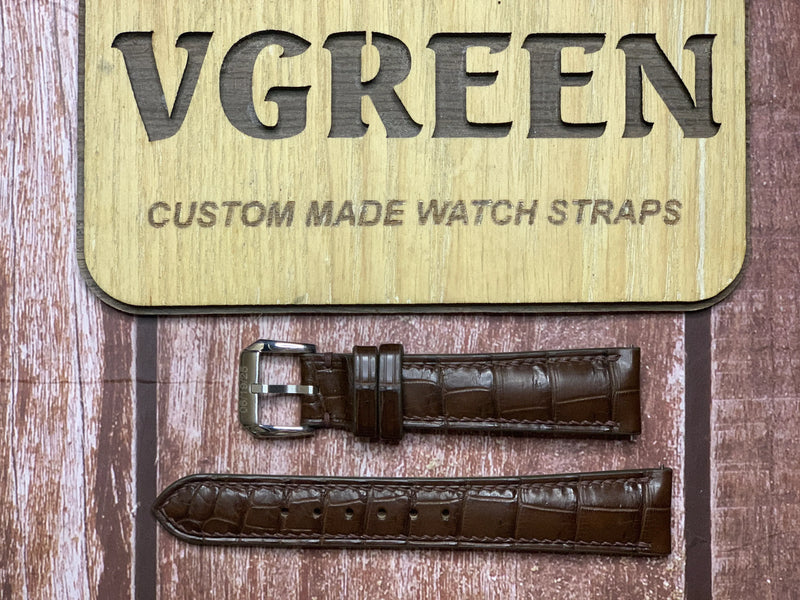 Crocodile Leather Watch Strap - Brown For Cartier Tank Must XL