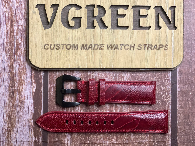 Ostrich Leg Leather Watch Strap - Red For Garmin Approach S70 watch