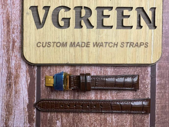 Crocodile Leather Watch Strap - Brown For vintage JLC