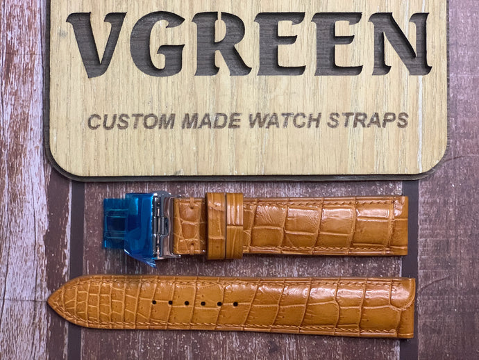 Crocodile Leather Watch Strap - Light Brown for Longines Chrometer