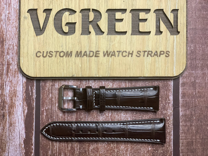 Crocodile Leather Watch Strap - Brown