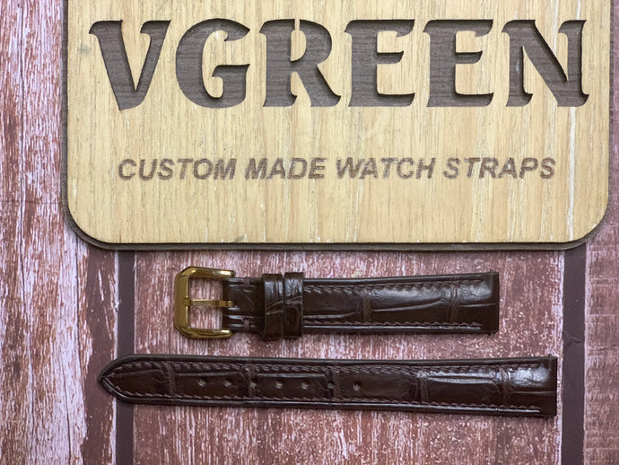 Crocodile Leather Watch Strap - Brown for a old Bucherer(1950 s)