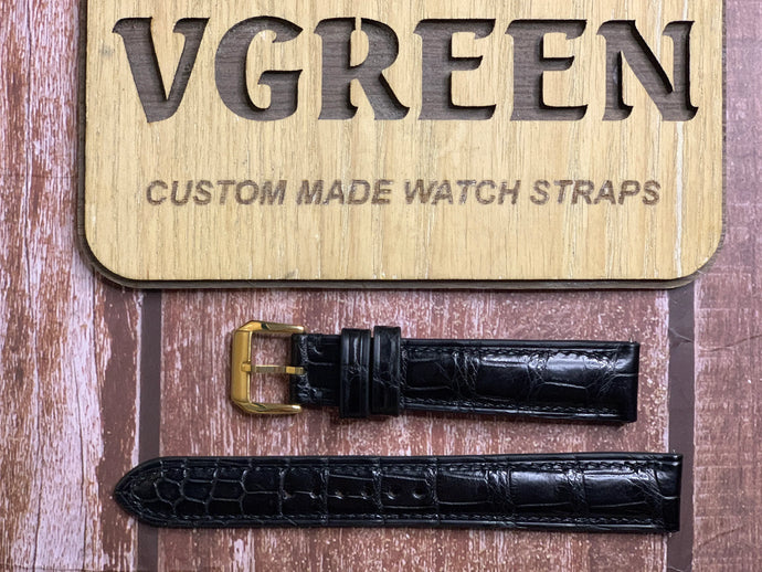 Crocodile Leather Watch Strap - Black for Ulysse Nardin 35mm round