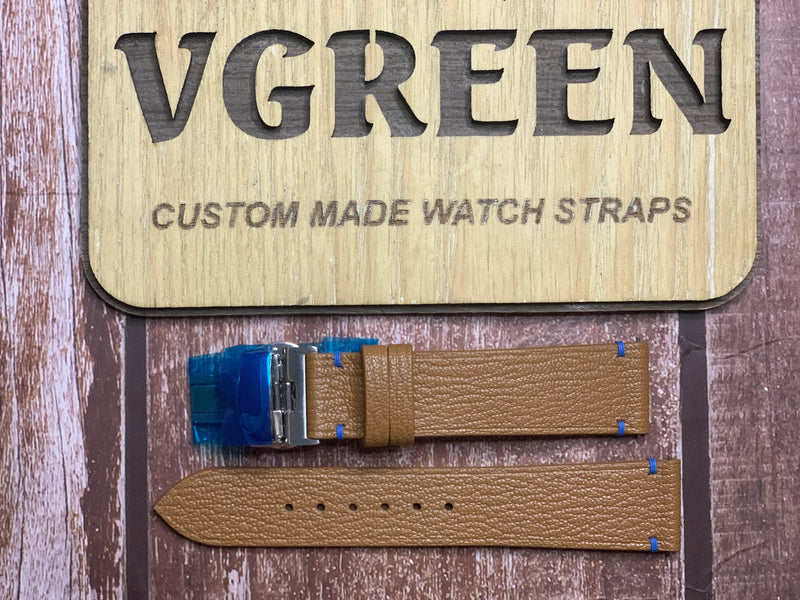 Alran Goat Leather Watch Strap - Brown for Seiko cocktail time 33.8