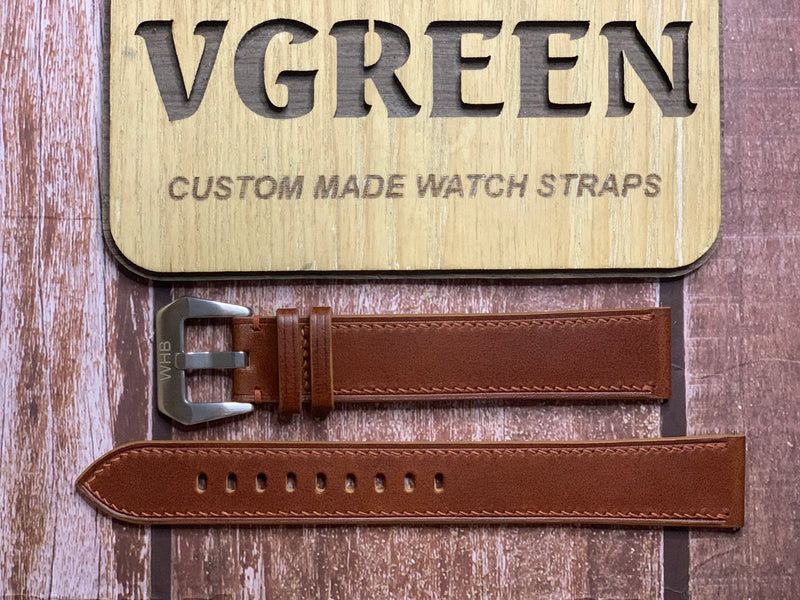 Buttero Leather Watch Strap - Brown for Maratac pilot watch 45mm