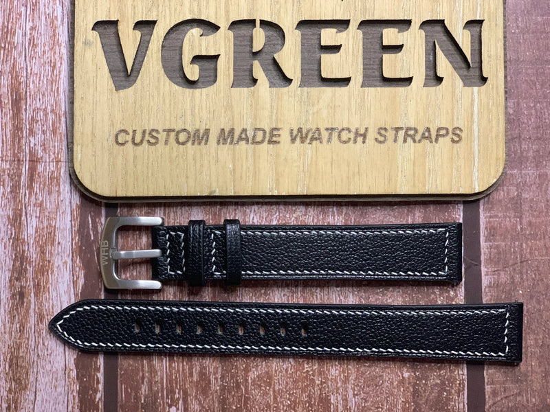 Alran Goat Leather Watch Strap - Black for Bulova lunar pilot