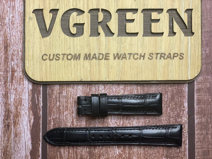 Crocodile Leather Watch Strap - Black For a Seiko