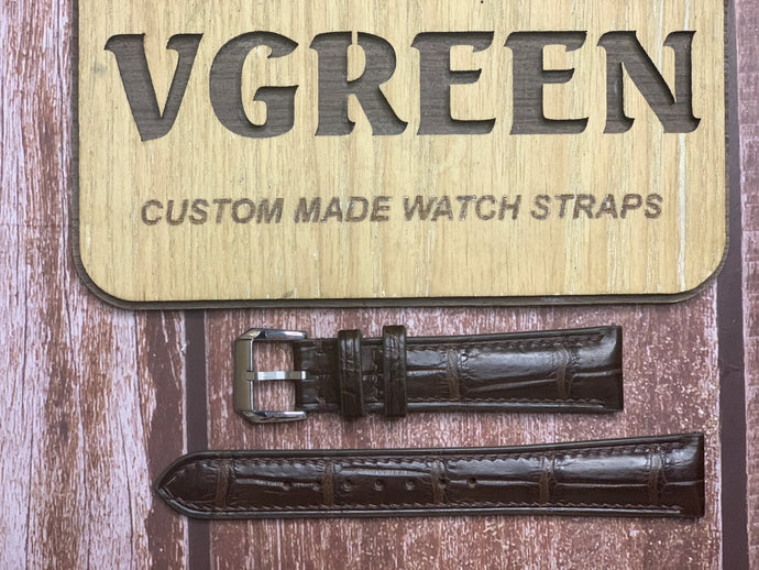 Crocodile Leather Watch Strap - Brown for  Rolex Cellini