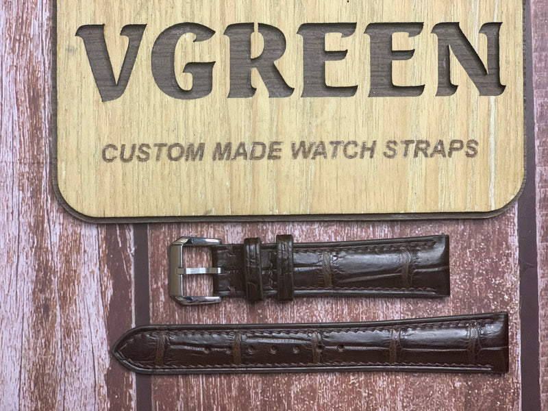 Crocodile Leather Watch Strap - Brown for  Rolex Cellini