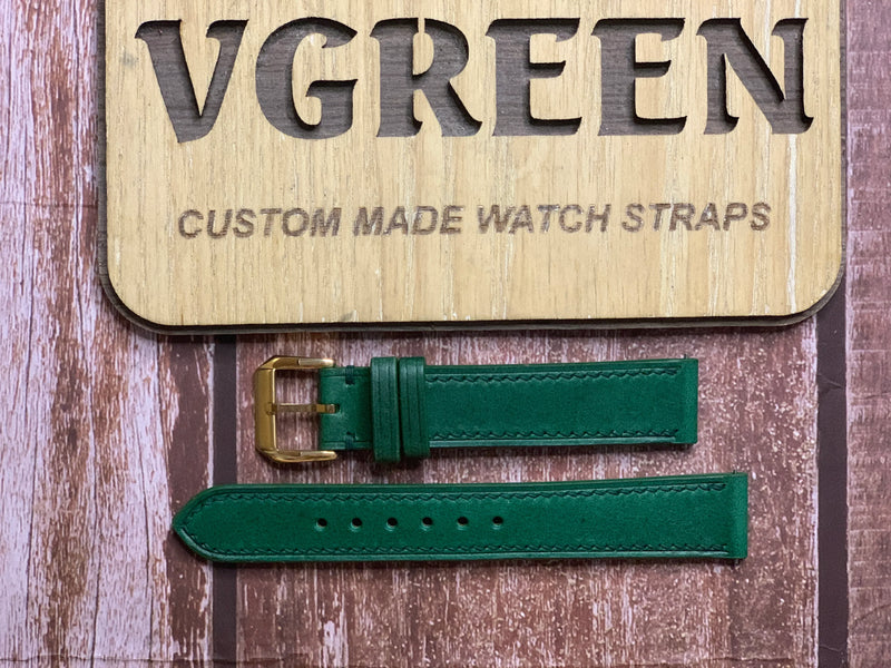 Buttero Leather Watch Strap - Green for Vintage Longines