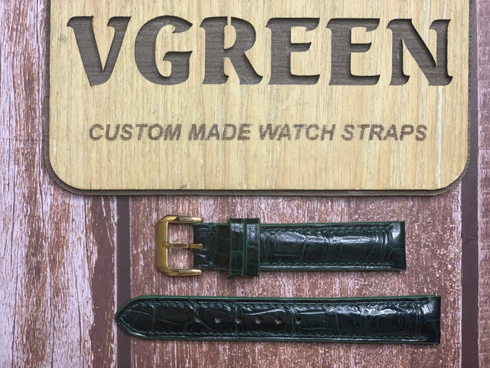 Crocodile Leather Watch Strap - Dark Green For longines vintage admiral