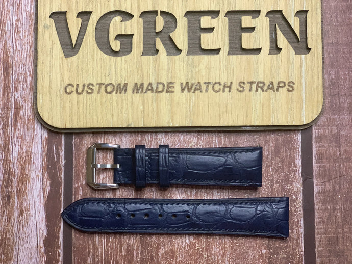 Crocodile Leather Watch Strap - Dark Blue for Glashütte Original Senator Pano Date Moon Phase