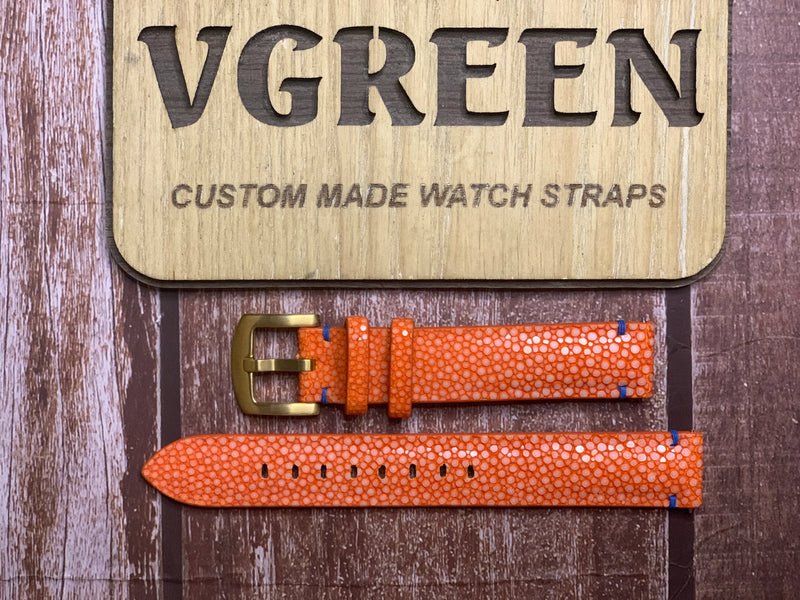 Stingray Leather Watch Strap - Orange