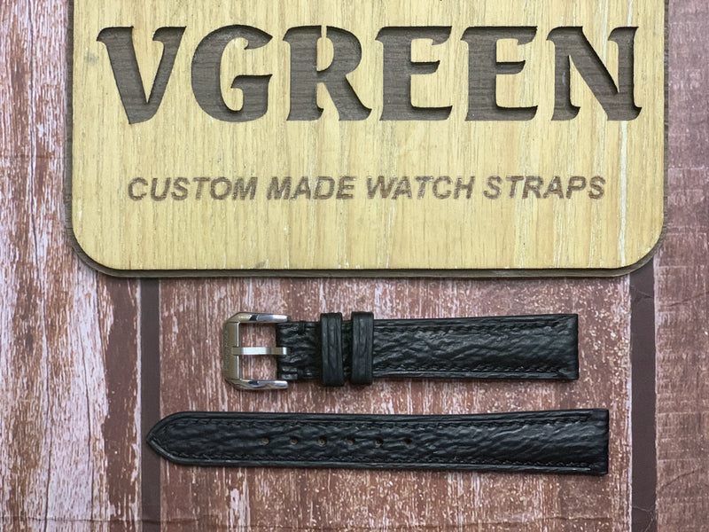 Shark Skin Watch Strap - Black For 1937 Hamilton Piping Rock