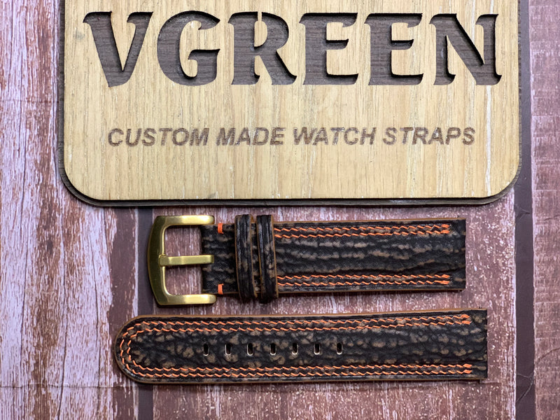 Shark Skin Watch Strap - Brown for Citizen world timer