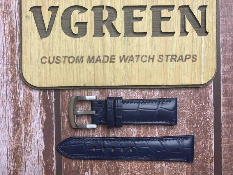 Crocodile Leather Watch Strap - Dark Blue for Samsung Galaxy watch 7 (20mm)