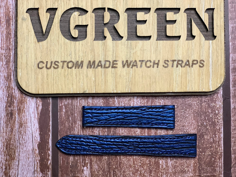 Shark Skin Watch Strap - Blue For Cartier Tank Basculante Small