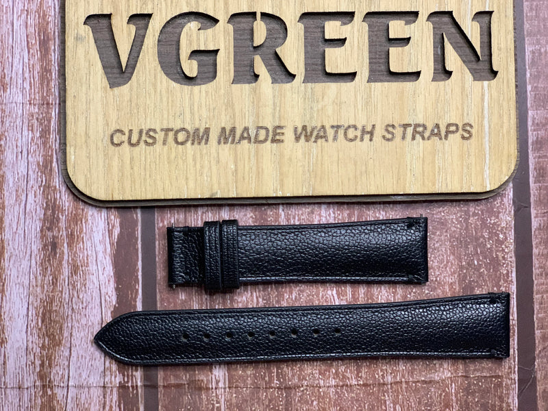 Alran Goat Leather Watch Strap - Black for Tissot Gentleman Powermatic 80 Silicium