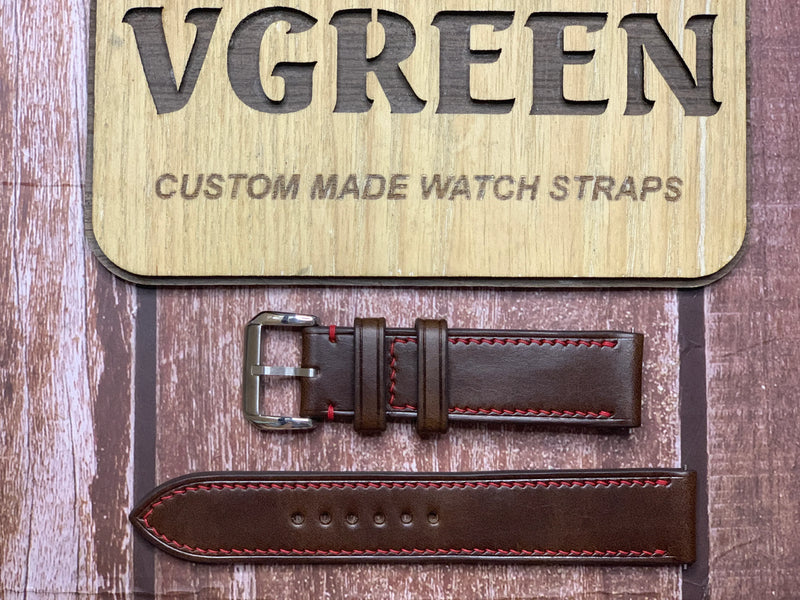 Buttero Leather Watch Strap - Dark Brown for seiko presage gmt