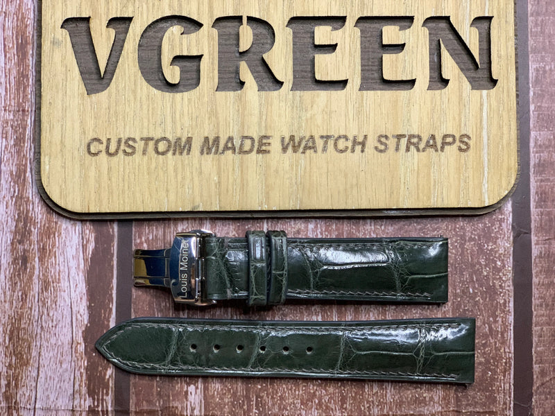 Crocodile Leather Watch Strap - Dark Sage for Louis Moinet Variograph