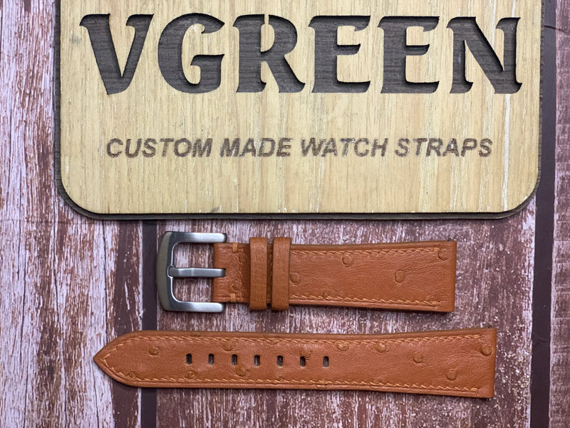 Ostrich Leather Watch Strap - Brown