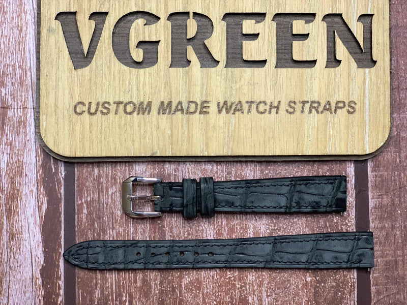 Nubuck Crocodile Leather Watch Strap - Black for  Philip Stein Teslar watch