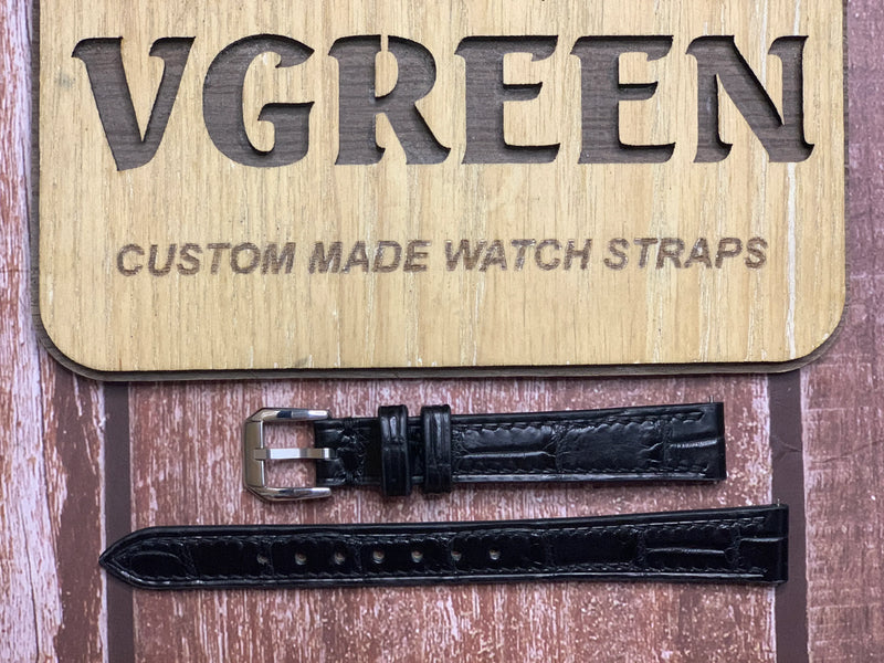 Crocodile Leather Watch Strap - Black for Ball Lady Trainmaster