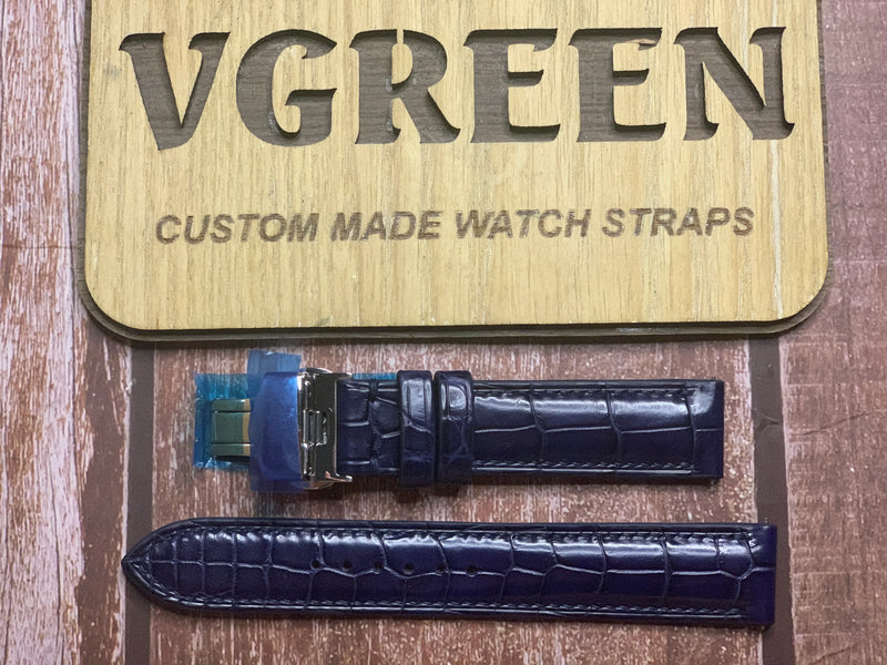Crocodile Leather Watch Strap - Dark Blue for grand seiko SBGP 017