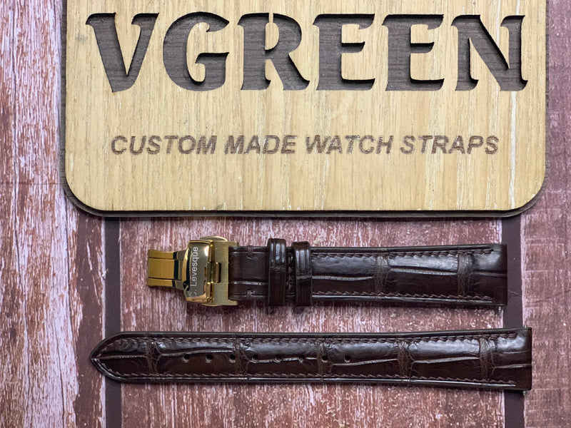 Crocodile Leather Watch Strap - Brown  For 1979 Rolex Date