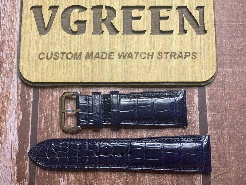 Crocodile Leather Watch Strap - Dark Blue For Paneri watch 47mm