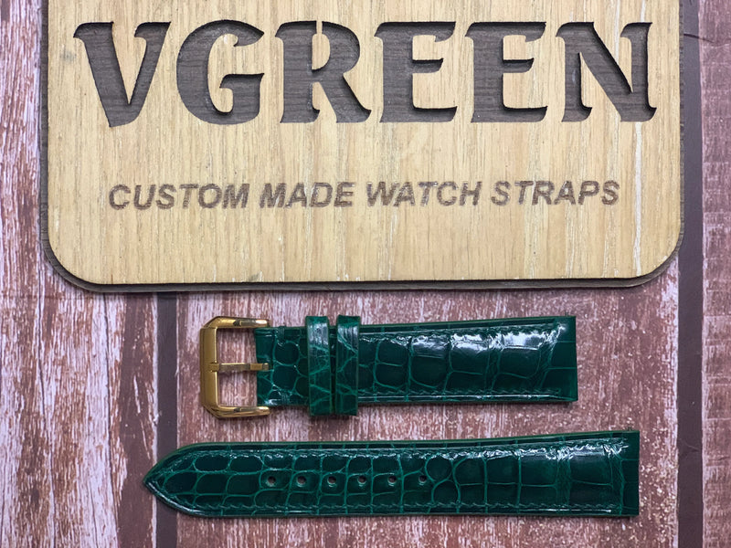 Crocodile Leather Watch Strap - Green For Tissot T143.410.33.091.00